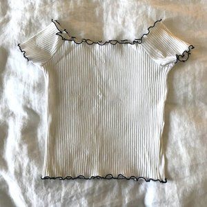 White Ribbed Crop Top